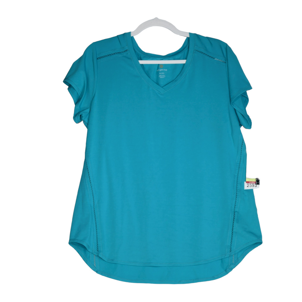 New Tangerine Top Womens Size XL Performance Active Green Jade Cut Outs NWT